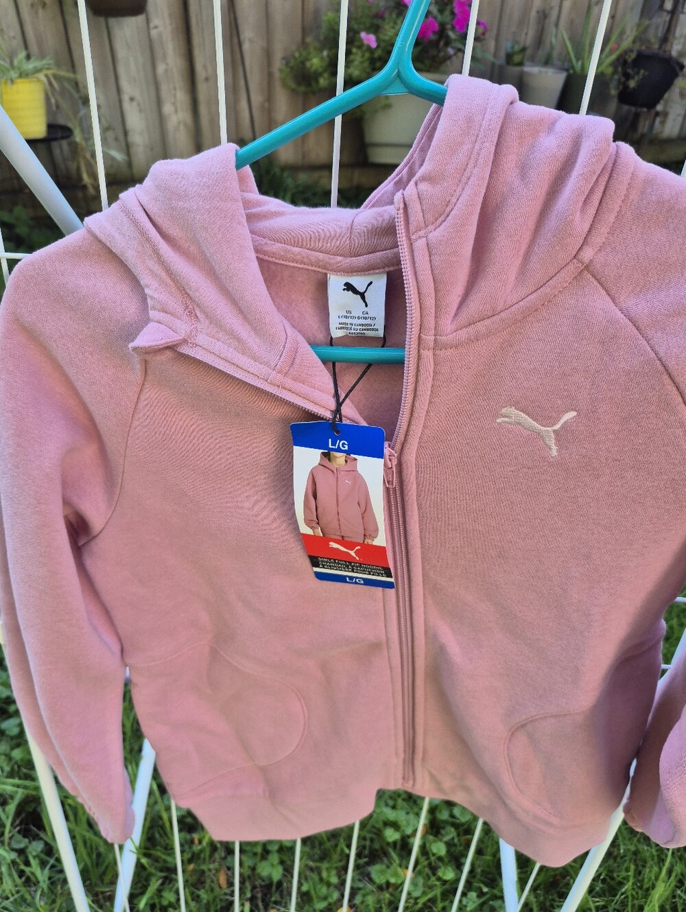 Puma Girls Pink Hooded Full-Zip Sweatshirt